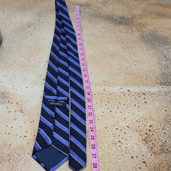 Nautica | 100% Silk Navy and Purple Striped Tie - Picture 6 of 6